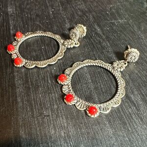 American West Carolyn Pollack earrings silver 925 southwest style red